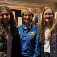 GVSU students pose with Col. Eileen Collins.
